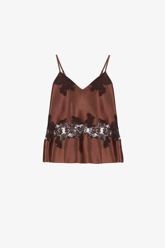 Top con spalline sottili e inserto in pizzo floreale
