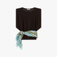Top regular fit con cintura foulard fantasia