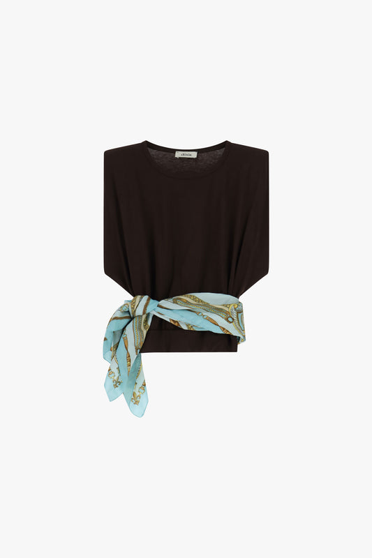 Top regular fit con cintura foulard fantasia
