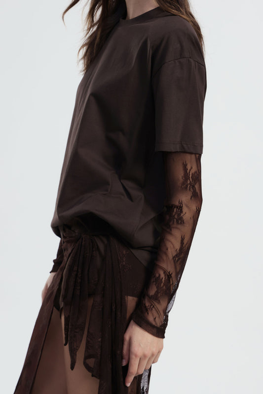 T-shirt manica lunga con inserti velati