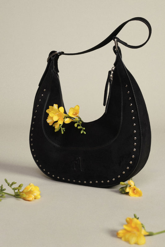 Borsa hobo con dettagli metallici