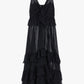Vestito lungo con balze e spalline