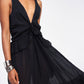 Vestito lungo con balze e spalline