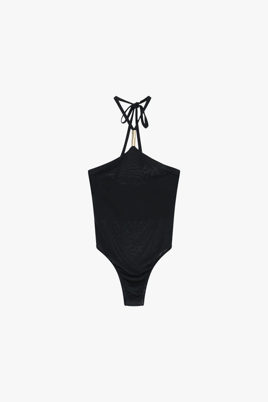 Body con scollo all’americana e dettaglio anello