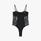 Body con inserti in pizzo e spalline sottili