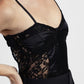 Body con inserti in pizzo e spalline sottili