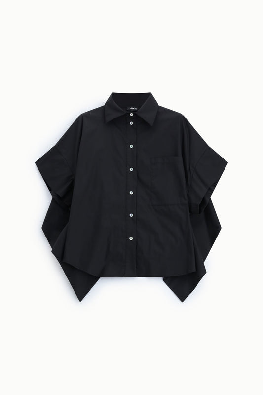 Camicia cropped, collo classico, maniche ampie