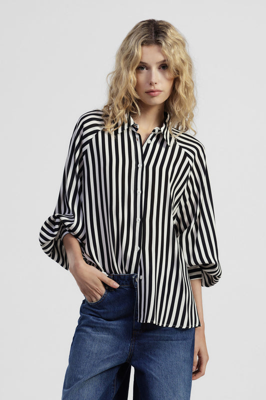 Camicia a righe collo classico maniche lunghe