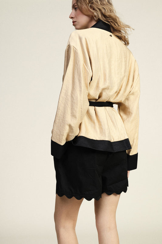 Shorts regular-fit orlo smerlato tinta unita
