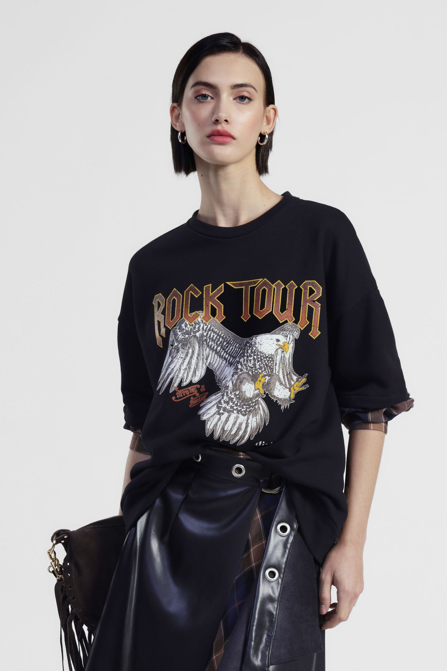 Felpa stampa rock tour maniche a quadri