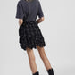 Gonna corta a quadri con rouches asimmetriche