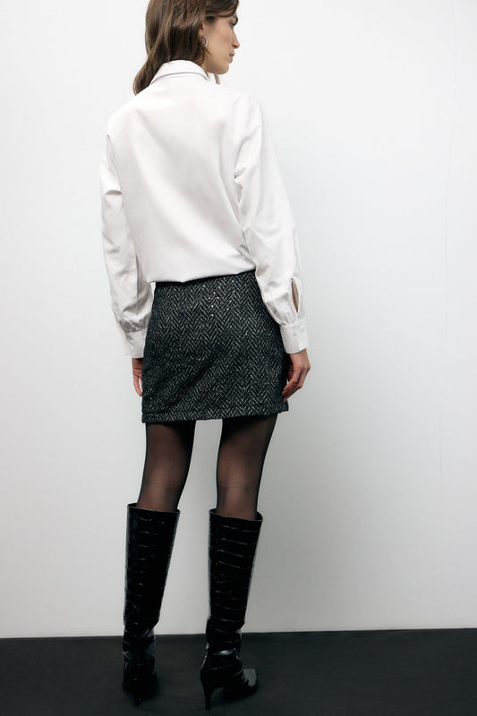 Gonna corta fantasia spina alta vita