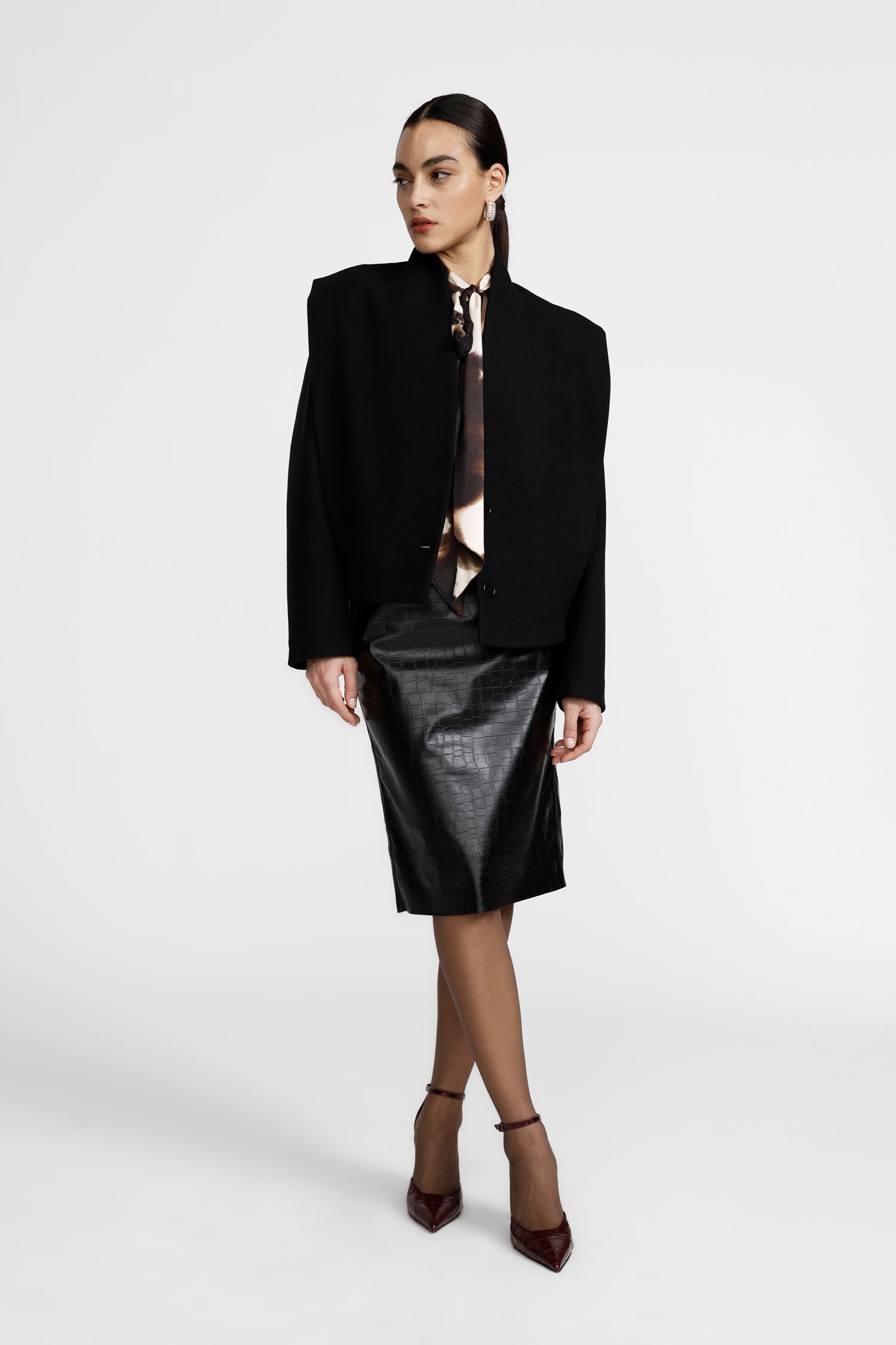 Gonna a tubino lunghezza media effetto animalier