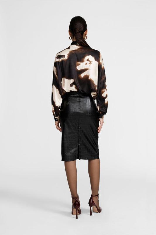 Gonna a tubino lunghezza media effetto animalier