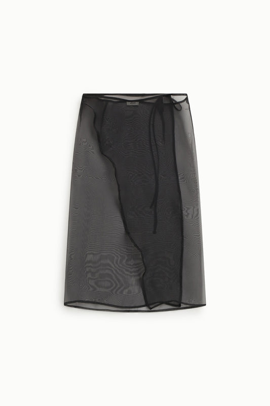 Gonna midi trasparente con chiusura a portafoglio