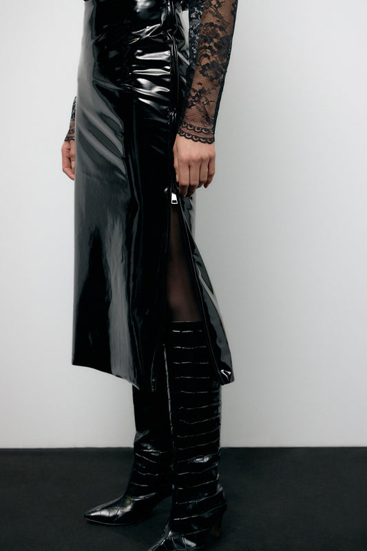 Gonna midi vita alta con spacco laterale