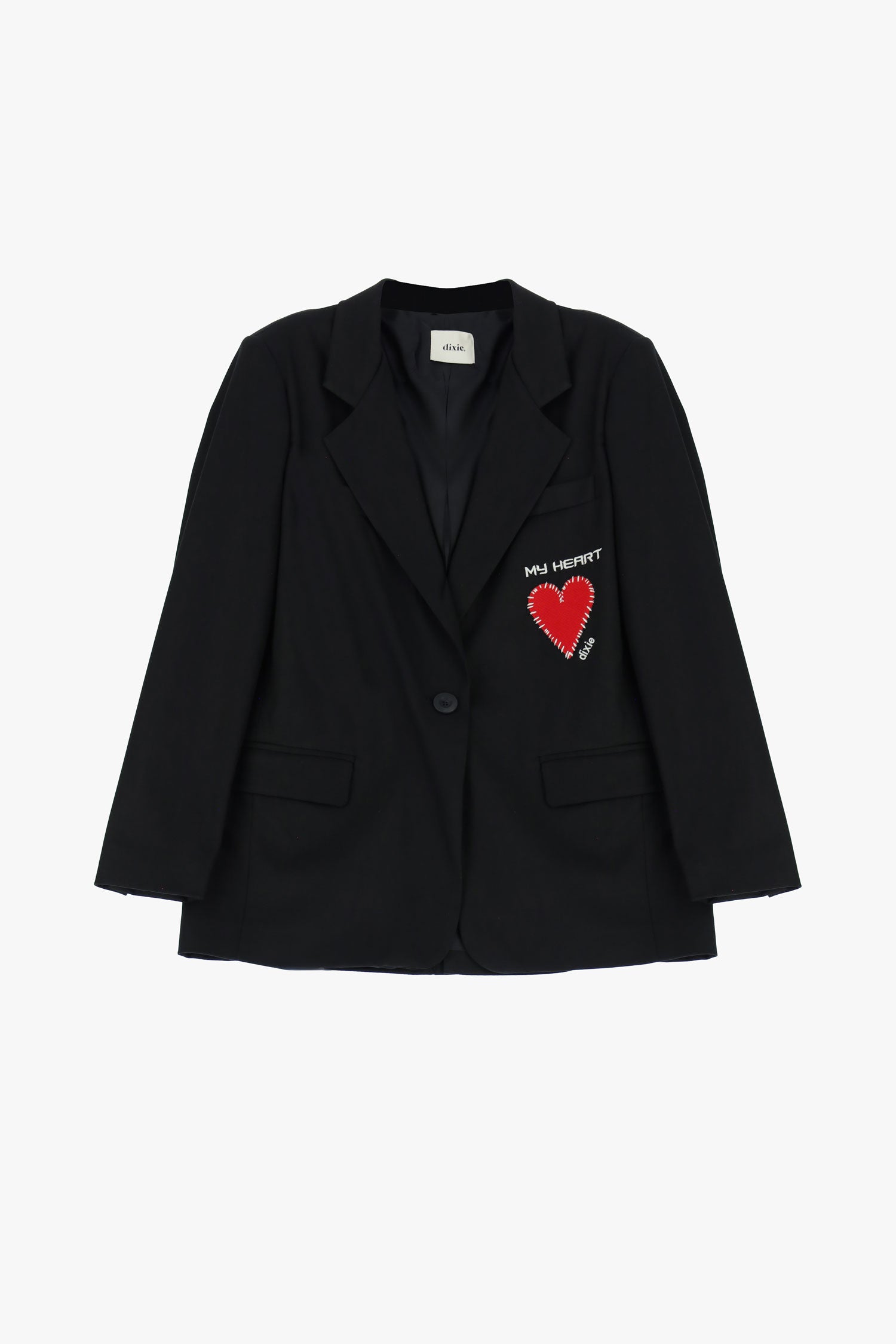 Blazer con ricamo cuore e scritta my heart