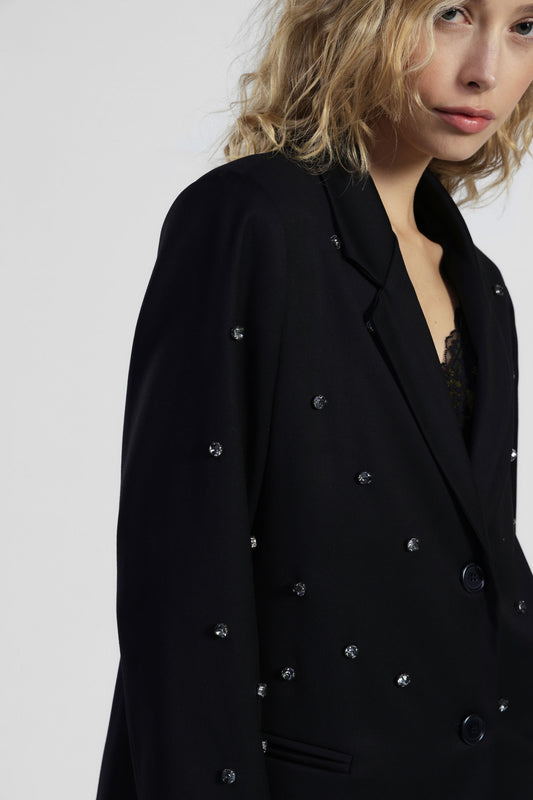Blazer con bottoni e decori applicati