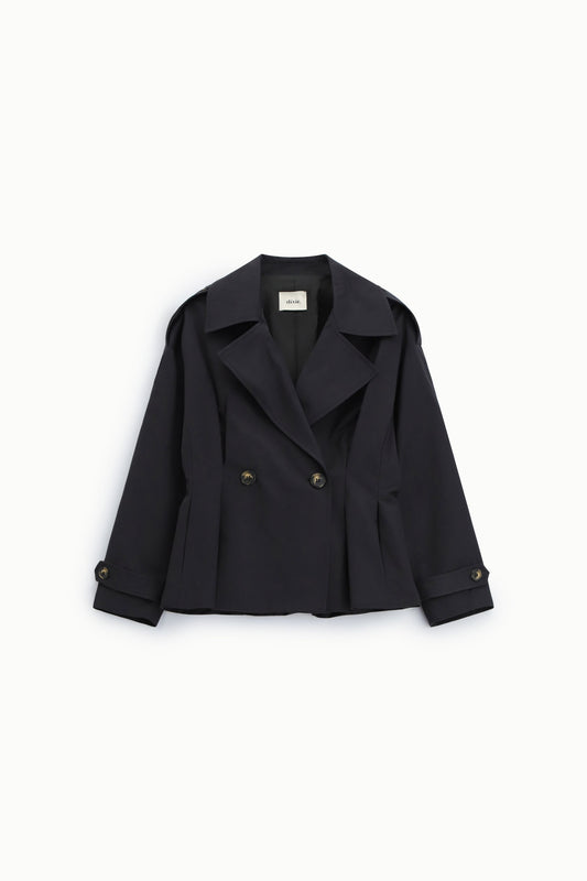 Blazer corto doppiopetto con pince e mostrine