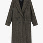 Cappotto doppiopetto con motivo chevron e tasche