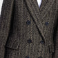 Cappotto doppiopetto con motivo chevron e tasche