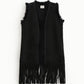 Cappotto smanicato con frange lunghe