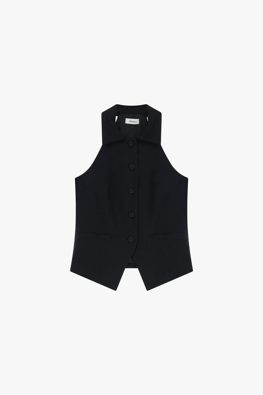 Gilet con collo strutturato e bottoni frontali