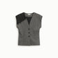 Gilet fantasia spigata con inserto pizzo