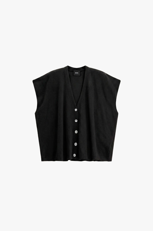 Maglione smanicato con bottoni e scollo a v