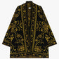 Cappa jacquard con motivo floreale frange