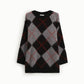 Maglione girocollo fantasia rombi vestibilità morbida
