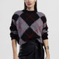 Maglione girocollo fantasia rombi vestibilità morbida