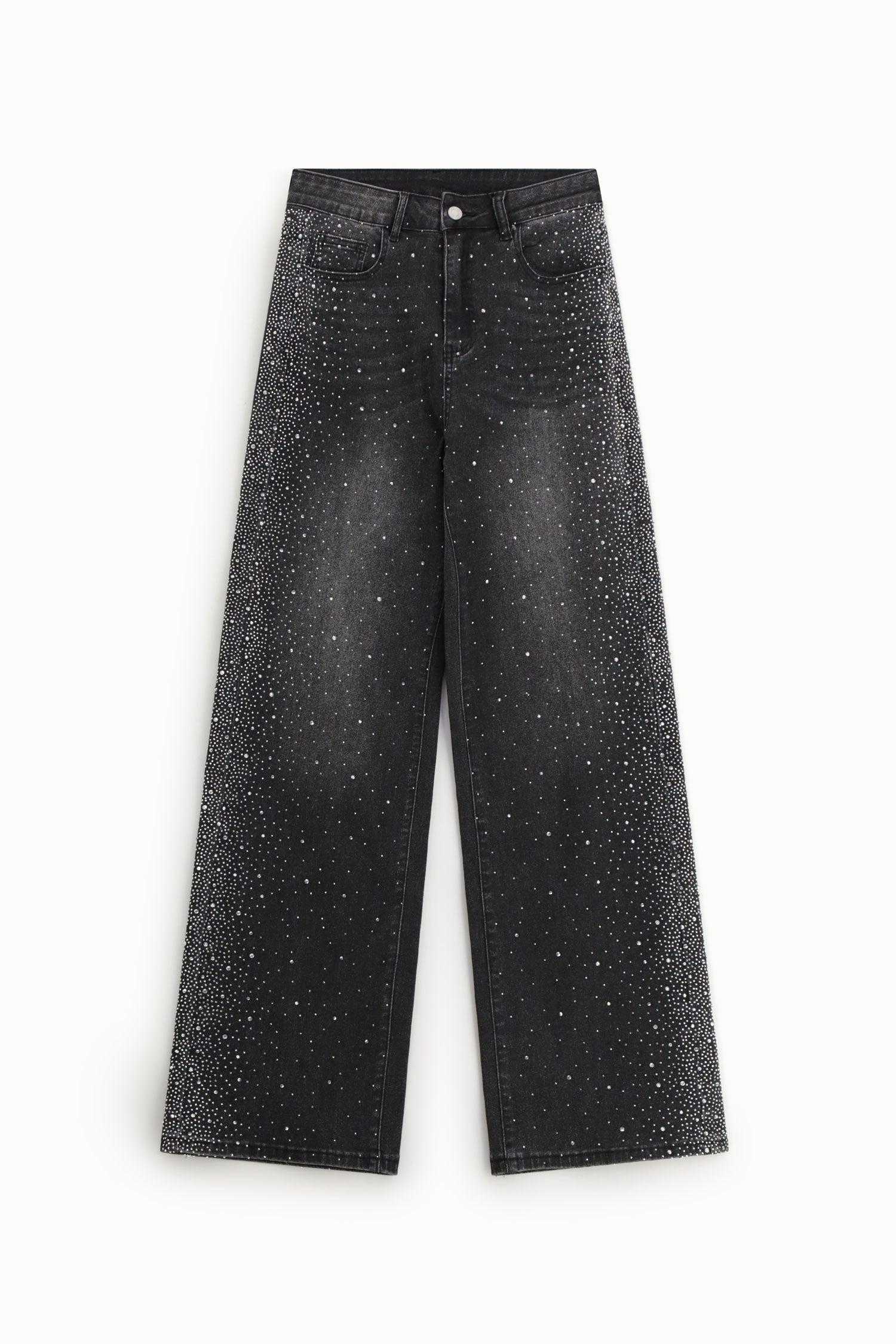 Jeans a gamba ampia con applicazioni decorative
