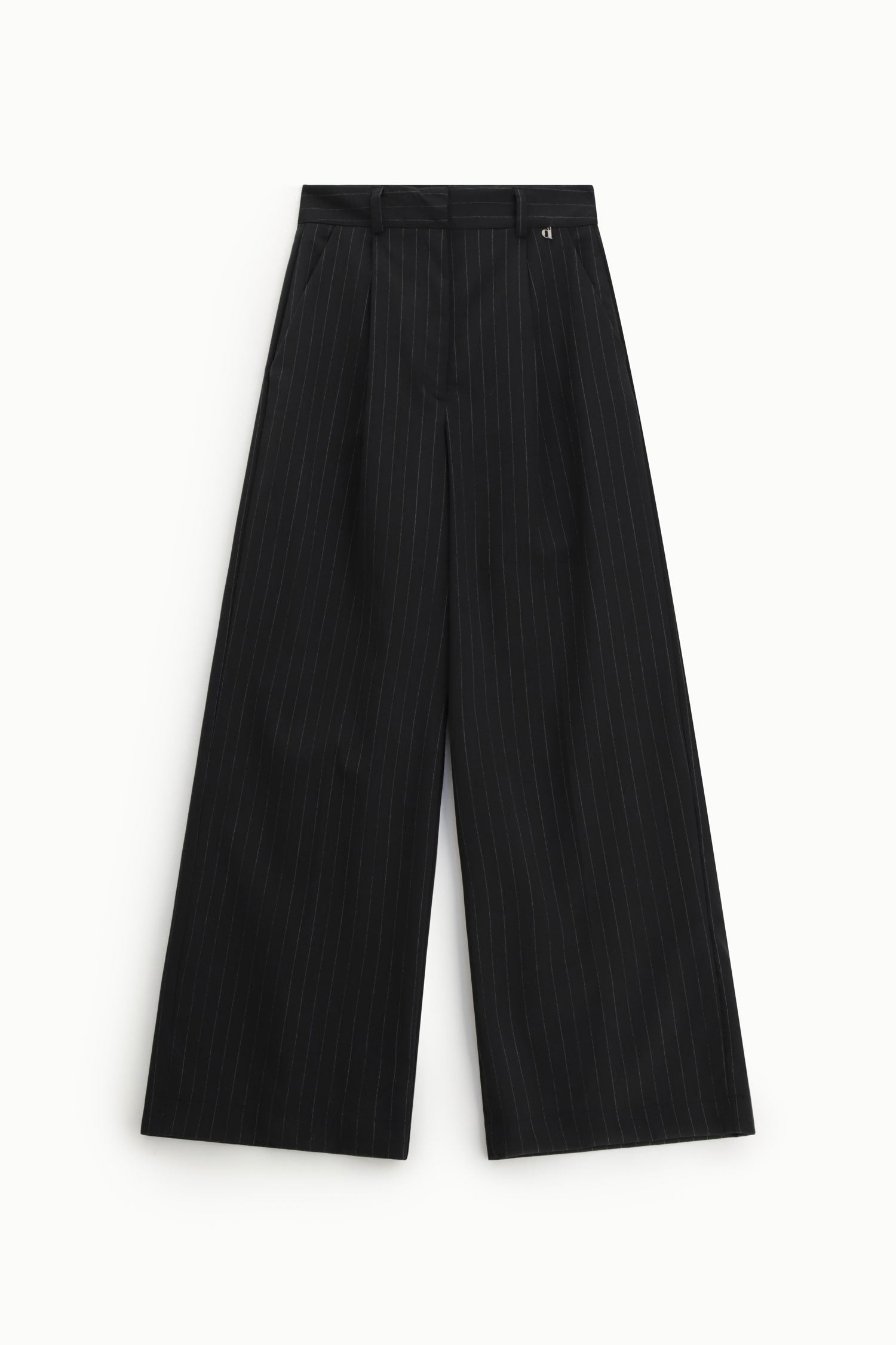 Trousers a vita alta con pinces e gamba ampia