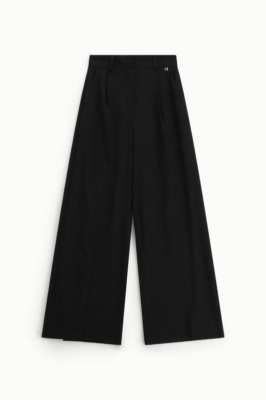 Pantaloni palazzo a vita alta con pinces