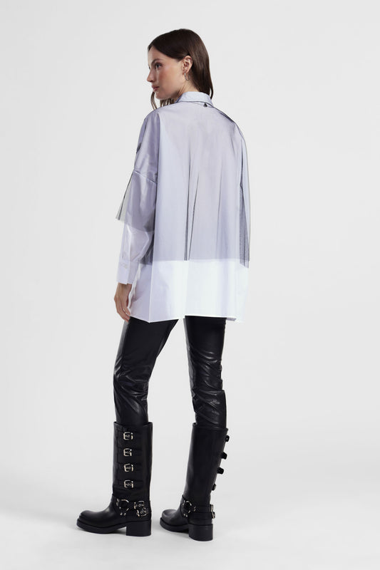 Trousers skinny fit vita alta effetto pelle