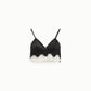 Top corto con scollo a v e bordo in pizzo