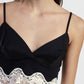 Top corto con scollo a v e bordo in pizzo