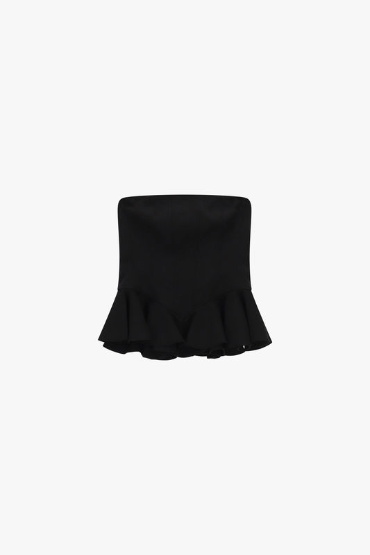 Top con volant arricciato senza spalline
