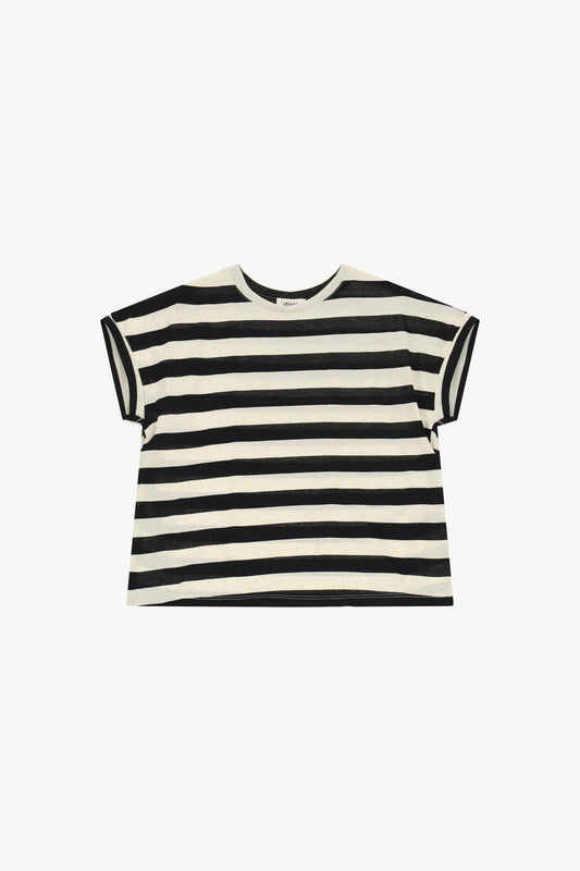 T-shirt a righe vestibilità ampia girocollo