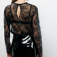 Top in pizzo trasparente manica lunga