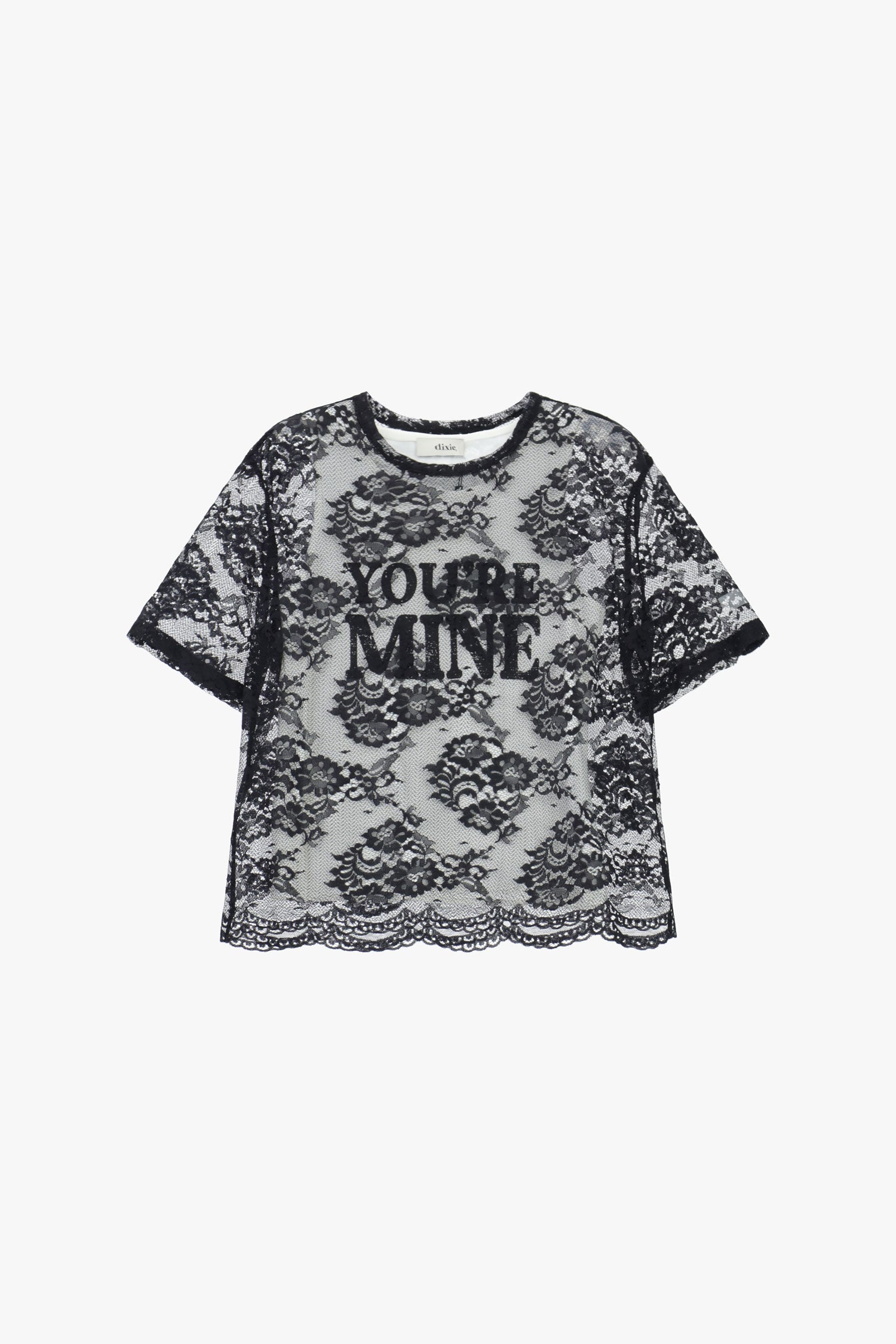 T-shirt in pizzo con scritta