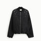 Bomber jacket con perle applicate e fondo arricciato