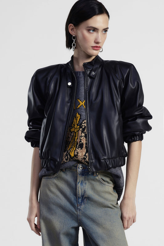 Bomber fit regular con polsini e zip frontale