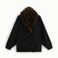 Cappotto corto con maxi collo effetto pelliccia