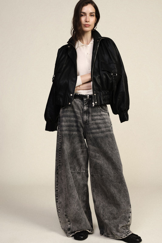 Jeans balloon fit con cuciture frontali