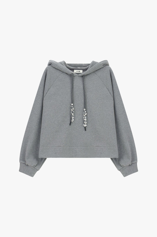 Felpa con cappuccio e dettagli brillanti
