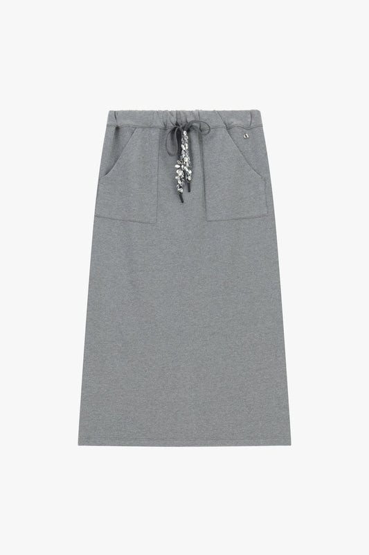 Gonna lunga con tasche frontali e coulisse gioiello