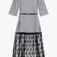 Abito midi con cintura e gonna in tulle ricamato