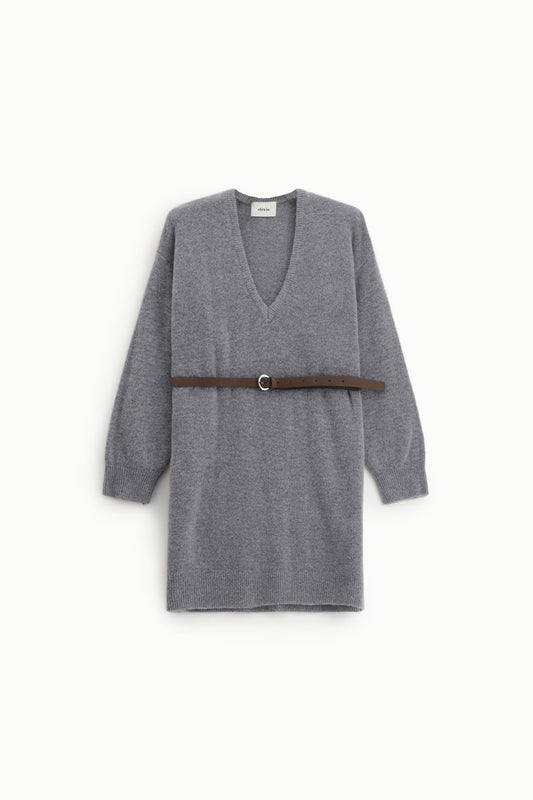 Abito corto con cintura e scollo a v